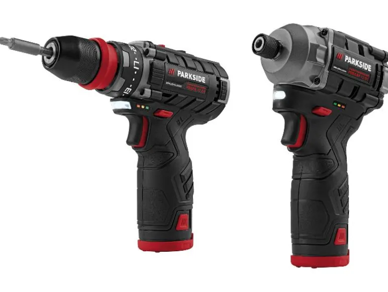 Accu-schroefboormachine en -slagschroevendraaier 12 V met accu's en lader<PARKSIDE PERFORMANCE® New