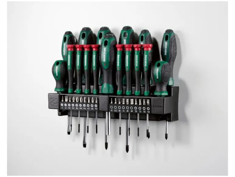 Bit- en schroevendraaierset met wandhouder<PARKSIDE® Discount