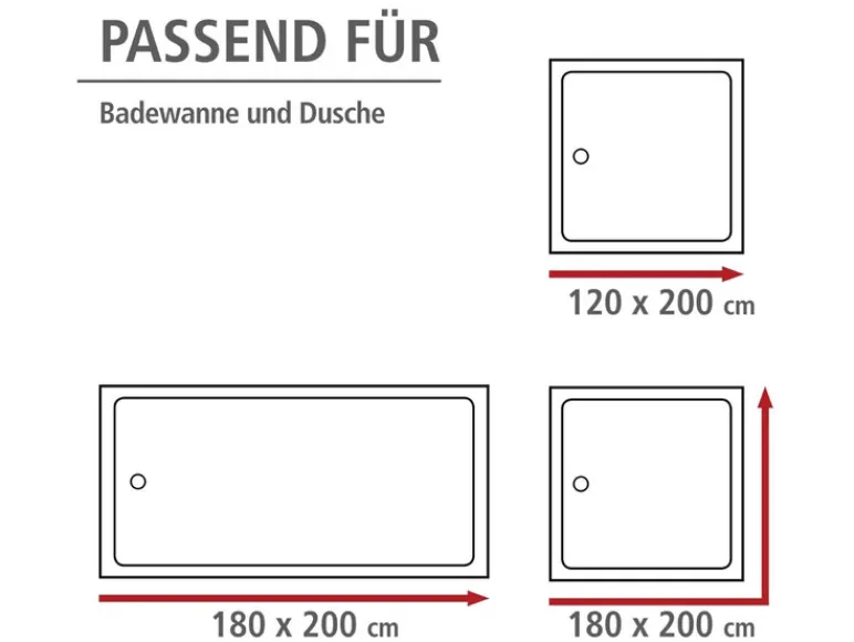 Douchegordijn 180 x 200 cm<Wenko Discount