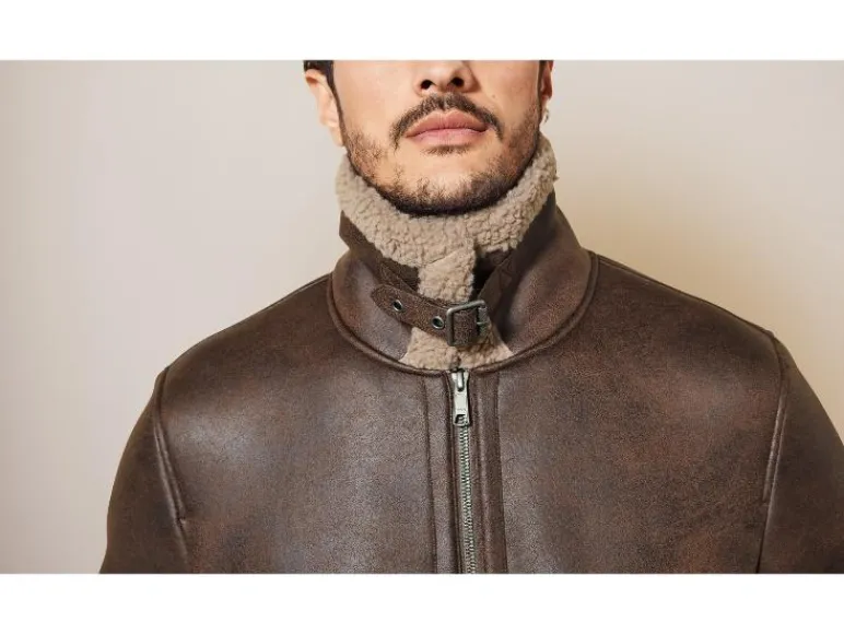 Heren bikerjack met imitatiebont<LIVERGY® Discount