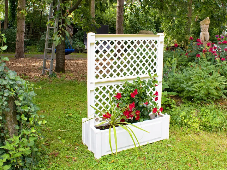 bloembak met centraal trellis, L 100 cm, 110 liter, kunststof<KHW Discount
