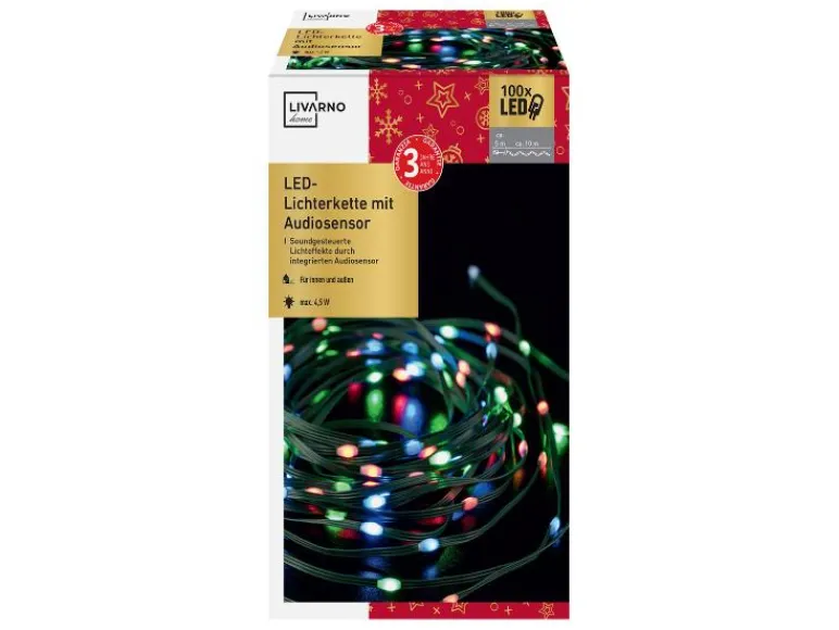 LED-lichtsnoer met audiosensor 100 LED's<LIVARNO home Clearance