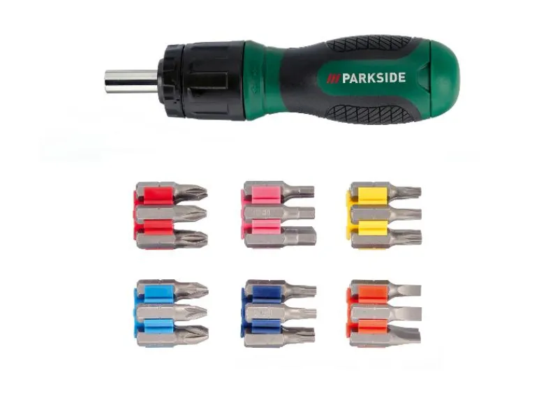 Ratelschroevendraaier met bits<PARKSIDE® Sale