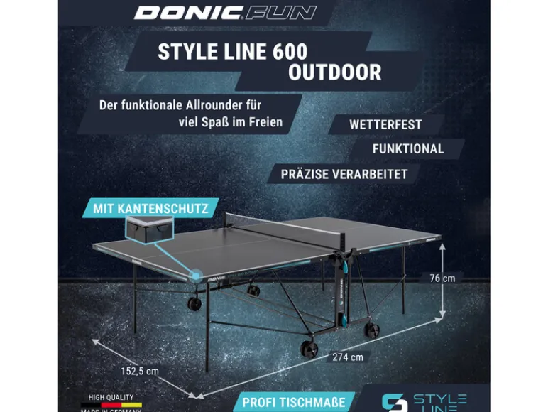 Tafeltennistafel STYLE 600 Outdoor<DONIC New