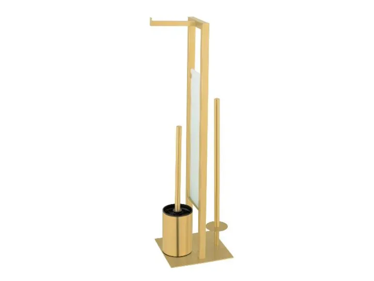 Toiletrolhouder met toiletborstel Rivalta Gold<Wenko Online