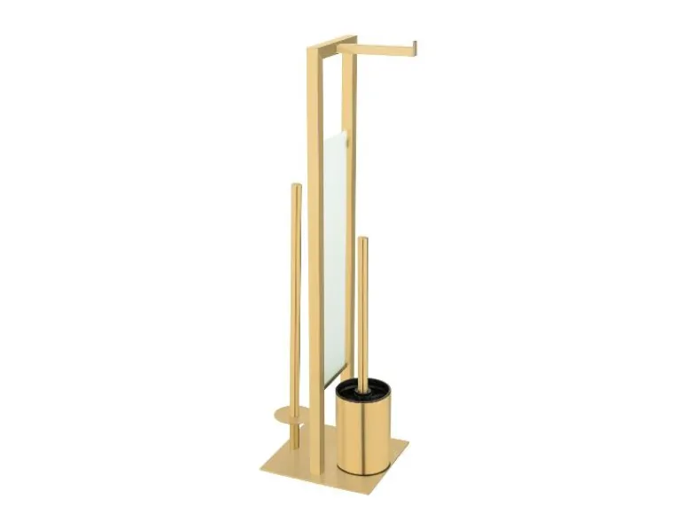 Toiletrolhouder met toiletborstel Rivalta Gold<Wenko Online
